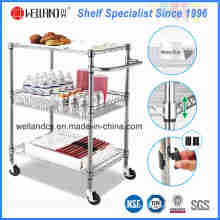 NSF Chrome Metal Wire Kitchen Food Storage Cart Trolley